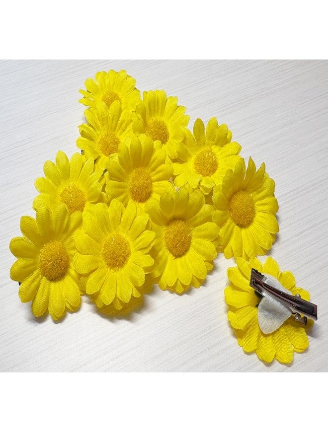 Backgarden Yellow [12 Packed] Women Sweet Flower Side Hair Clip Beach Wedding Flower Bridesmaid Hair Accessory - Image 3